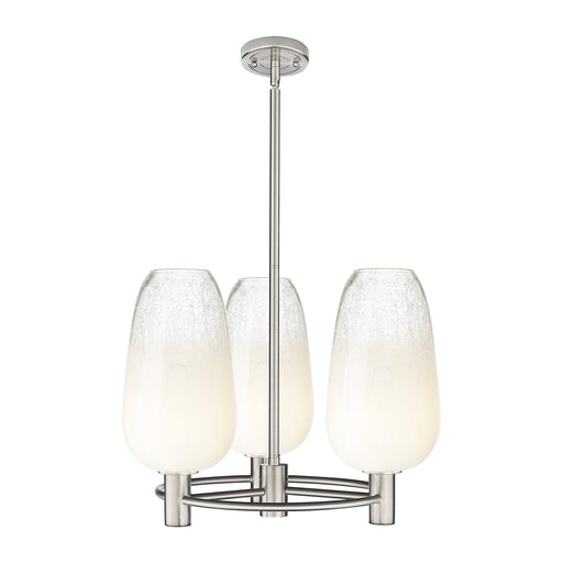Innovations Brookhaven Flute 21in 3-Light Pendant | Industrial Satin Nickel and Opal Glass | Kitchen Island & Dining Room | Model 434-3CR-SN-G484-7OP