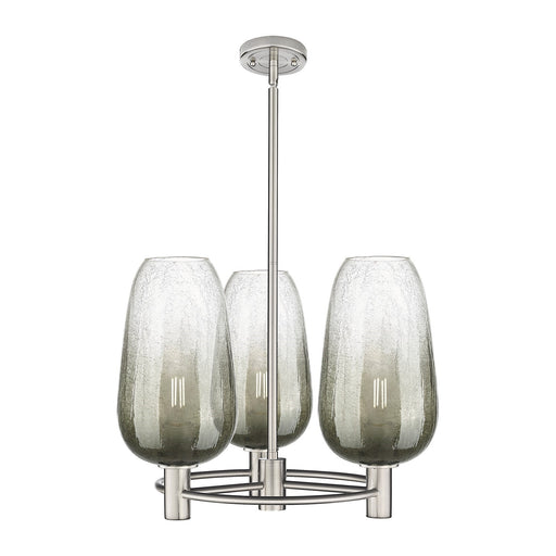 Innovations Brookhaven Flute 21in 3-Light Pendant | Industrial Satin Nickel and Slate Glass | Kitchen Island & Dining | Model 434-3CR-SN-G484-7SL