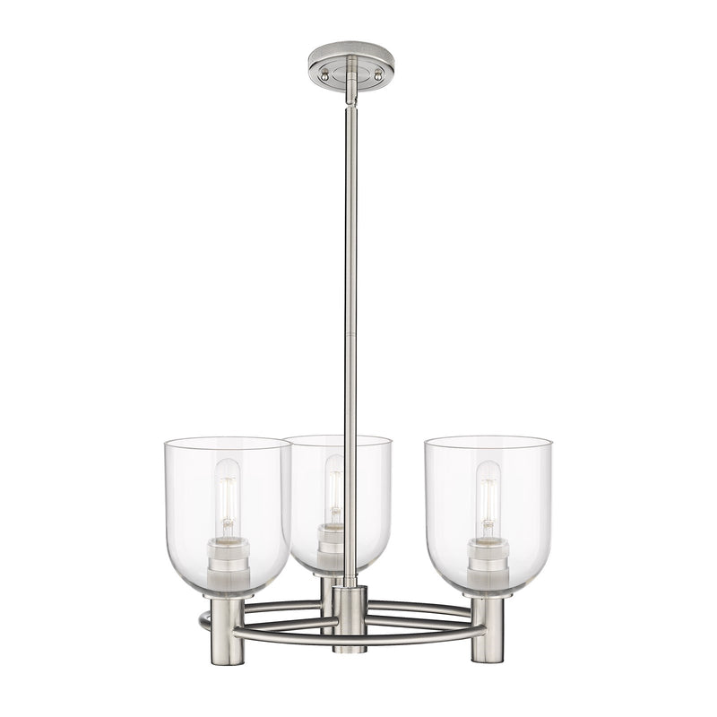 Innovations Bella 19in 3-Light Pendant | Industrial Satin Nickel and Clear Glass | Kitchen Island & Dining Room | Model 434-3CR-SN-G558-6CL
