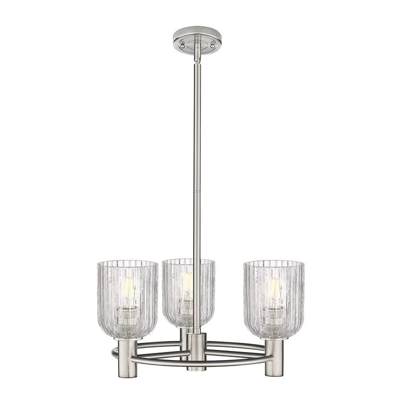 Innovations Crown Point 19in 3-Light Pendant | Industrial Satin Nickel and Clear Glass | Kitchen Island & Dining Room | Model 434-3CR-SN-G559-5CL