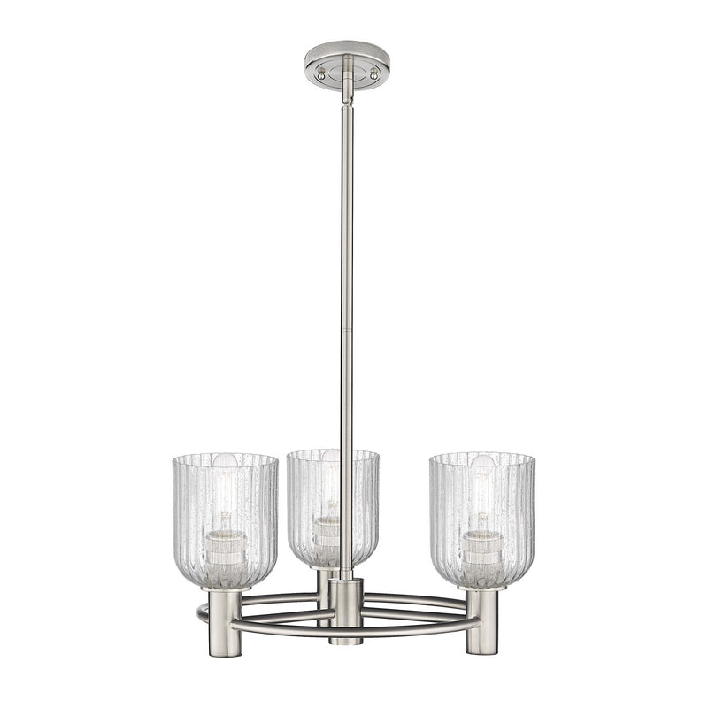 Innovations Crown Point 19in 3-Light Pendant | Industrial Satin Nickel and Seedy Glass | Kitchen Island & Dining Room | Model 434-3CR-SN-G559-5SDY