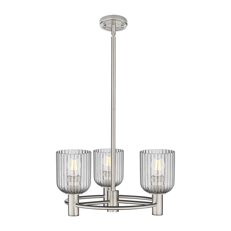 Innovations Crown Point 19in 3-Light Pendant | Industrial Satin Nickel and Light Smoke Glass | Kitchen Island & Dining | Model 434-3CR-SN-G559-5SM