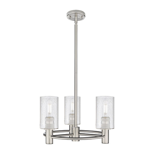 Innovations Clymer 18in 3-Light Pendant | Industrial Satin Nickel and Seedy Glass | Kitchen Island & Dining Room | Model 434-3CR-SN-G804