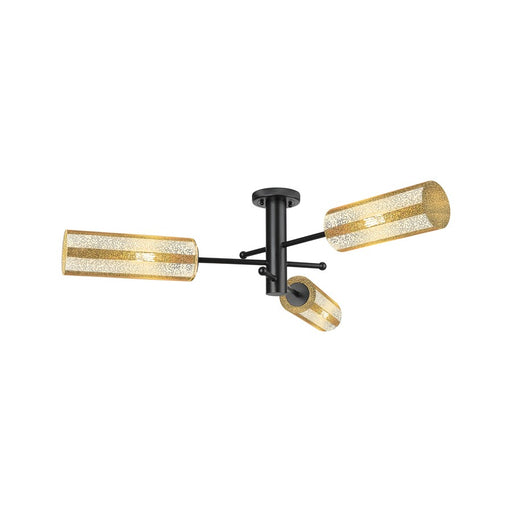 Innovations Crown Point 3Lt Flush Mount/12", Black/Mercury - 434-3F-BK-G434-12ME