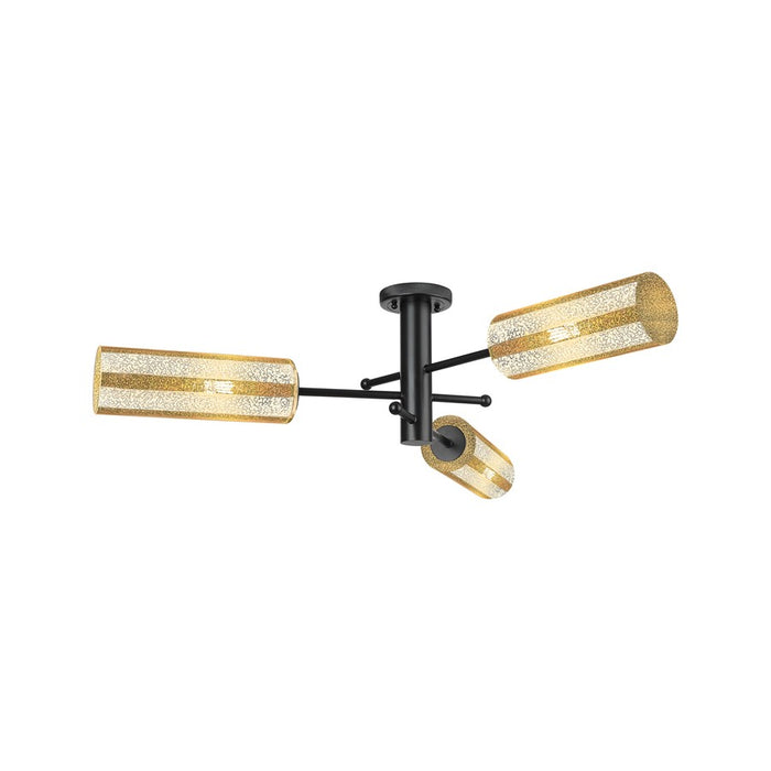 Innovations Crown Point 3Lt Flush Mount/12", Black/Mercury - 434-3F-BK-G434-12ME