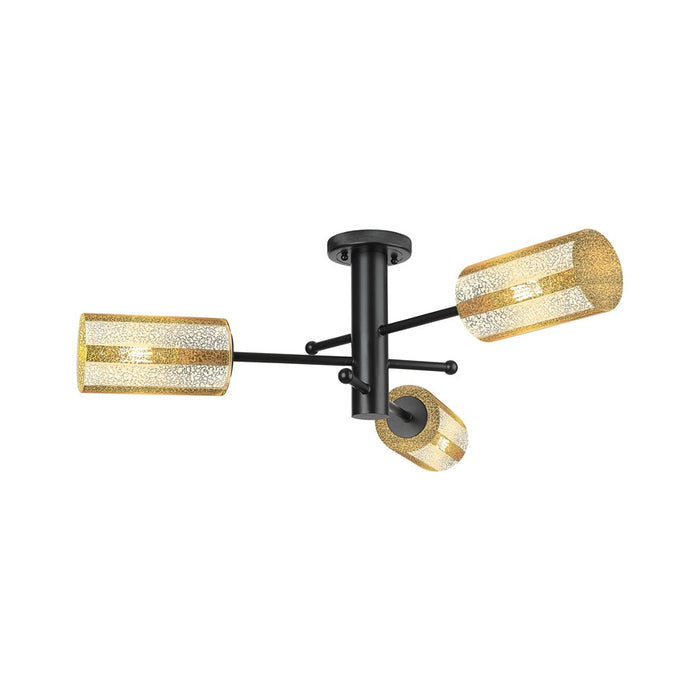 Innovations Crown Point 3Lt Flush Mount/7", Black/Mercury - 434-3F-BK-G434-7ME