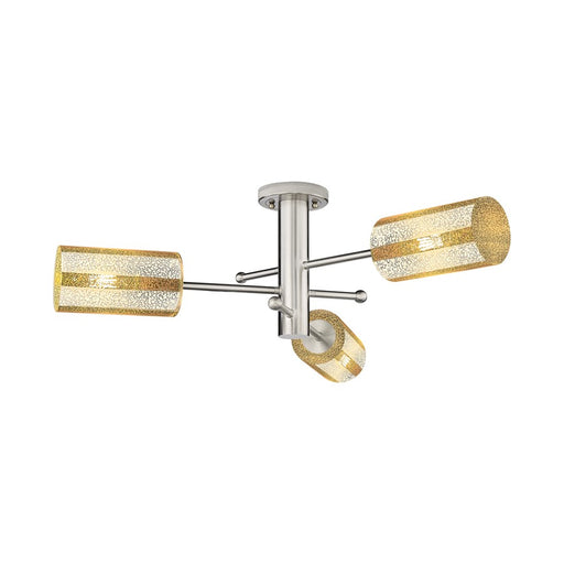 Innovations Crown Point 3Lt Flush/7", Satin Nickel/Mercury - 434-3F-SN-G434-7ME