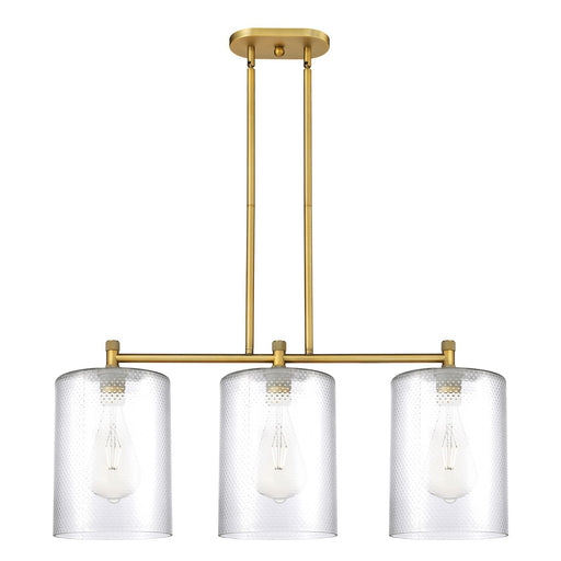 Innovations Cobbleskill 36in 3-Light Island Light | Industrial Brushed Brass and Clear Glass | Kitchen Island & Dining Room | Model 434-3I-BB-G112-L