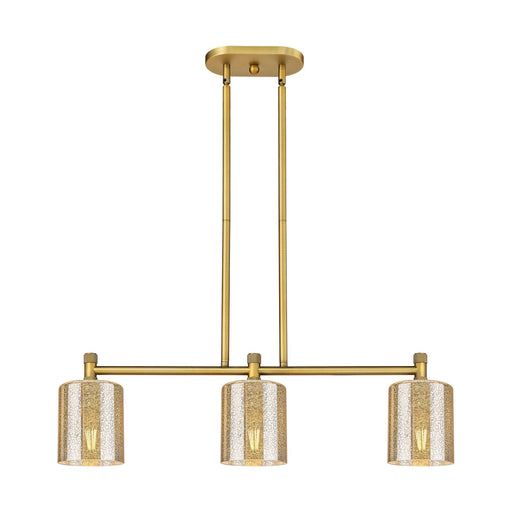 Innovations Cobbleskill 32in 3-Light Island Light | Industrial Brushed Brass and Mercury Glass | Kitchen Island & Dining Room | Model 434-3I-BB-G116