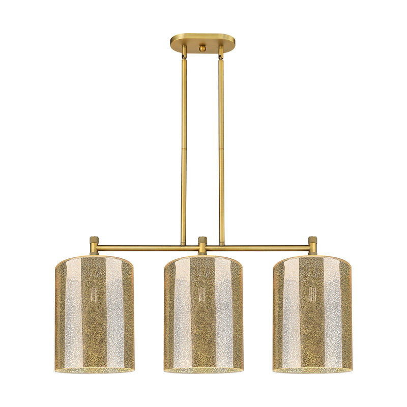 Innovations Cobbleskill 36in 3-Light Island Light | Industrial Brushed Brass and Mercury Glass | Kitchen Island & Dining | Model 434-3I-BB-G116-L