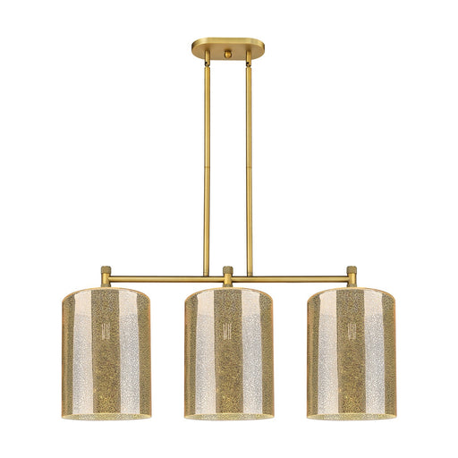 Innovations Cobbleskill 36in 3-Light Island Light | Industrial Brushed Brass and Mercury Glass | Kitchen Island & Dining | Model 434-3I-BB-G116-L