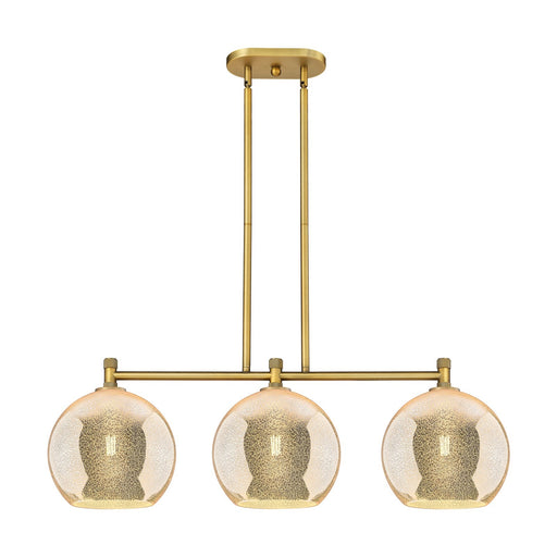 Innovations Athens 37in 3-Light Island Light | Industrial Brushed Brass and Mercury Glass | Kitchen Island & Dining Room | Model 434-3I-BB-G128-10
