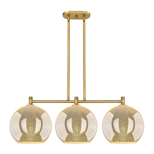 Innovations Athens 38.75in 3-Light Island Light | Industrial Brushed Brass and Mercury Glass | Kitchen Island & Dining Room | Model 434-3I-BB-G128-12