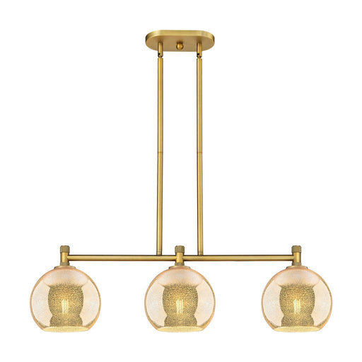 Innovations Athens 35in 3-Light Island Light | Brushed Brass and Mercury Glass | Kitchen Island & Dining Room | 35 x 9.88 in | Model 434-3I-BB-G128-8