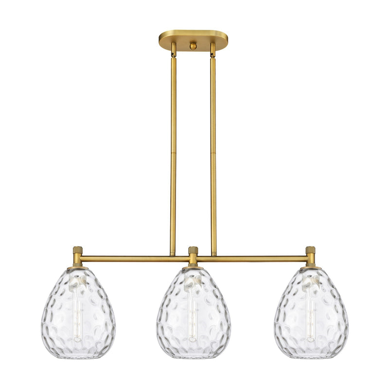 Innovations Waverly 35in 3-Light Island Light | Industrial Brushed Brass and Clear Globe Glass | Kitchen Island & Dining Room | Model 434-3I-BB-G372