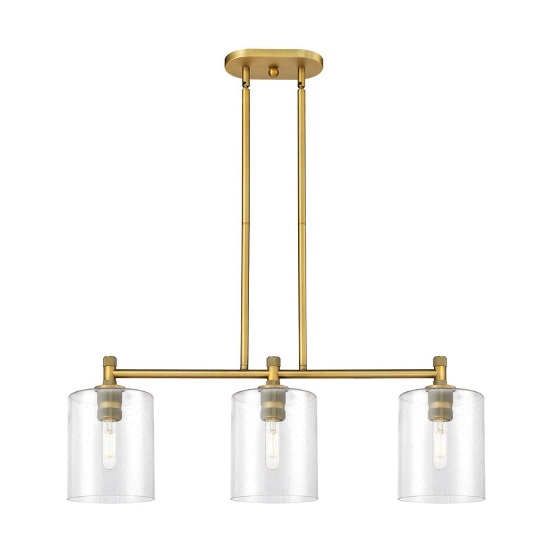 Innovations Paladin 34in 3-Light Island Light | Industrial Brushed Brass and Seedy Glass | Kitchen Island & Dining Room | Model 434-3I-BB-G4424-7