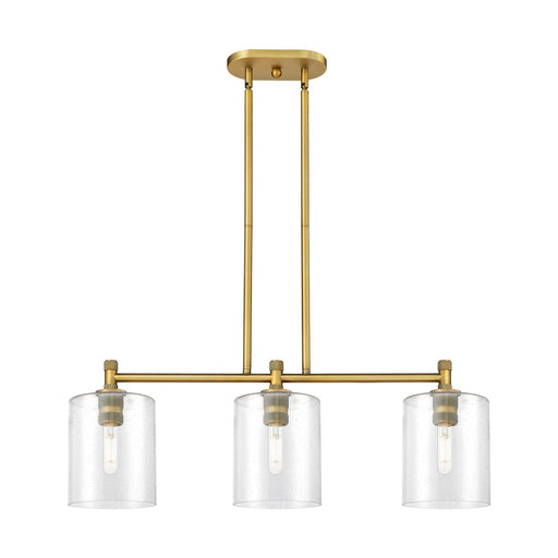 Innovations Paladin 34in 3-Light Island Light | Industrial Brushed Brass and Seedy Glass | Kitchen Island & Dining Room | Model 434-3I-BB-G4424-7