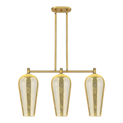 Innovations Chelsea 35in 3-Light Island Light | Industrial Brushed Brass and Mercury Glass | Kitchen Island & Dining Room | Model 434-3I-BB-G456-8ME