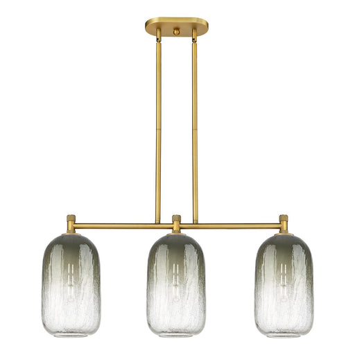 Innovations Brookhaven Cloche 34in 3-Light Island Light | Industrial Brushed Brass and Slate Glass | Kitchen Island | Model 434-3I-BB-G482-7SL