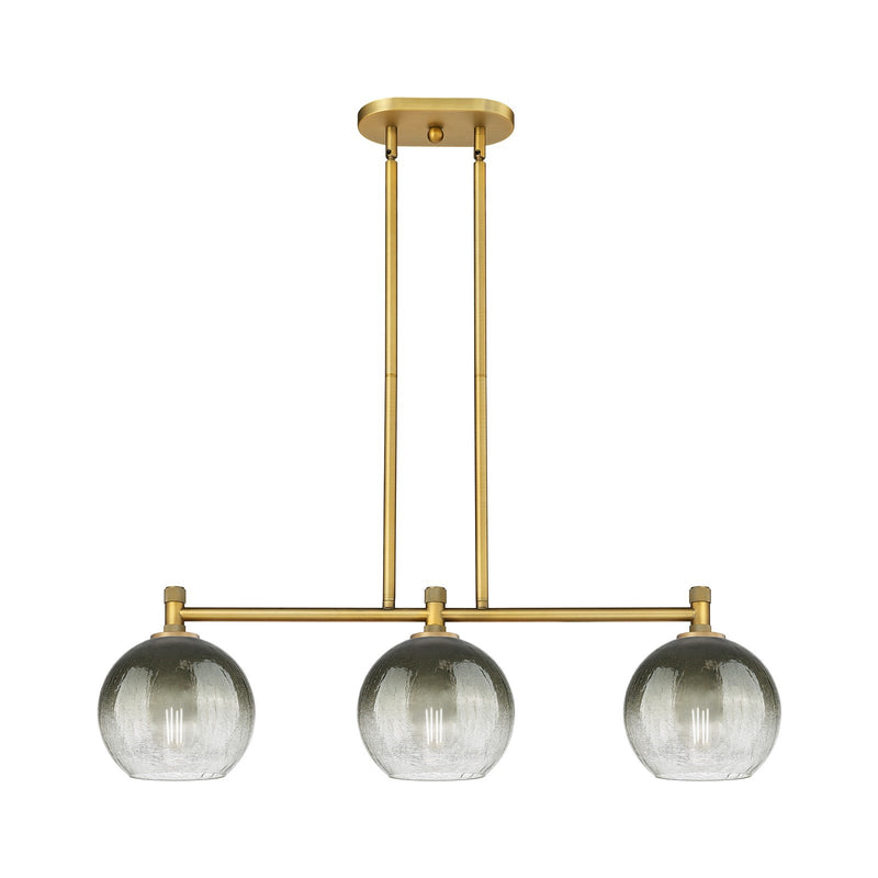 Innovations Brookhaven Globe 35in 3-Light Island Light | Industrial Brushed Brass and Slate Glass | Kitchen Island | Model 434-3I-BB-G483-8SL