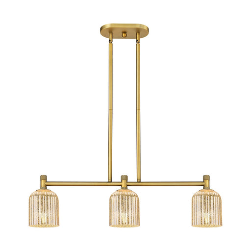 Innovations Crown Point 32in 3-Light Island | Industrial Brushed Brass and Mercury Glass | Kitchen Island & Dining Room | Model 434-3I-BB-G559-5ME