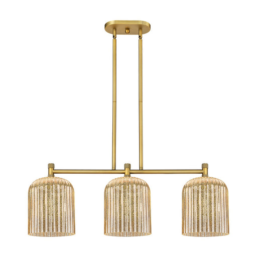 Innovations Crown Point 35in 3-Light Island Light | Industrial Brushed Brass and Mercury Glass | Kitchen Island & Dining | Model 434-3I-BB-G559-8ME