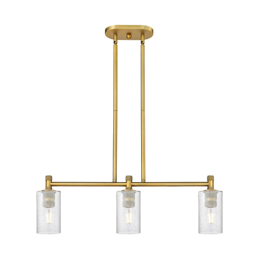 Innovations Clymer 31in 3-Light Island Light | Industrial Brushed Brass and Seedy Glass | Kitchen Island & Dining Room | Model 434-3I-BB-G804