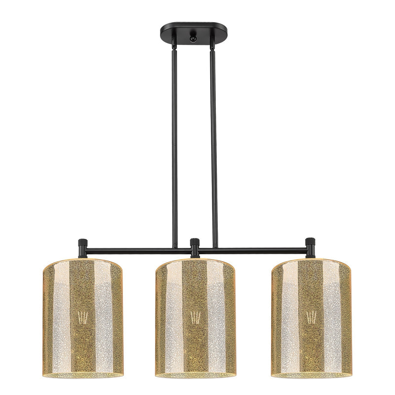Innovations Cobbleskill 36in 3-Light Island Light | Industrial Matte Black and Mercury Glass | Kitchen Island & Dining Room | Model 434-3I-BK-G116-L