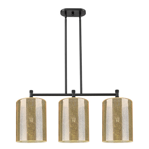 Innovations Cobbleskill 36in 3-Light Island Light | Industrial Matte Black and Mercury Glass | Kitchen Island & Dining Room | Model 434-3I-BK-G116-L
