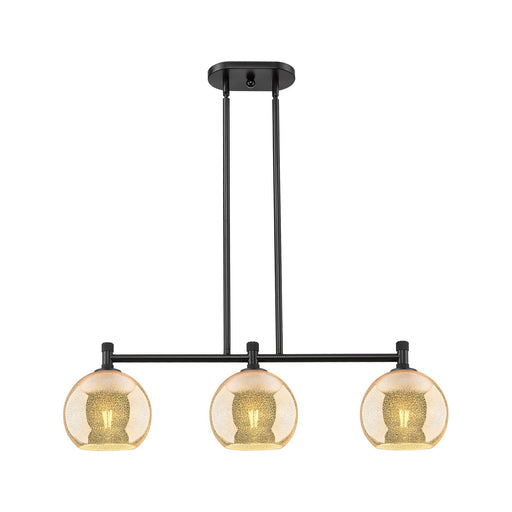 Innovations Athens 35in 3-Light Island Light | Industrial Matte Black and Mercury Glass | Kitchen Island & Dining Room | Model 434-3I-BK-G128-8