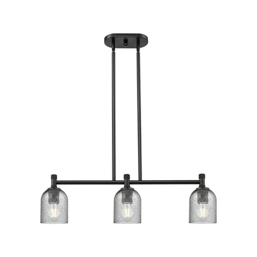 Innovations Caledonia 32in 3-Light Island Light | Industrial Matte Black and Charcoal Glass | Kitchen Island & Dining Room | Model 434-3I-BK-G257