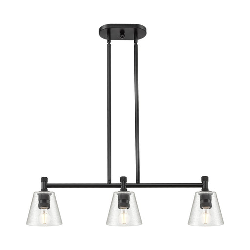Innovations Caton 33in 3-Light Island Light | Industrial Matte Black and Frosted Glass | Kitchen Island & Dining Room | Model 434-3I-BK-G454