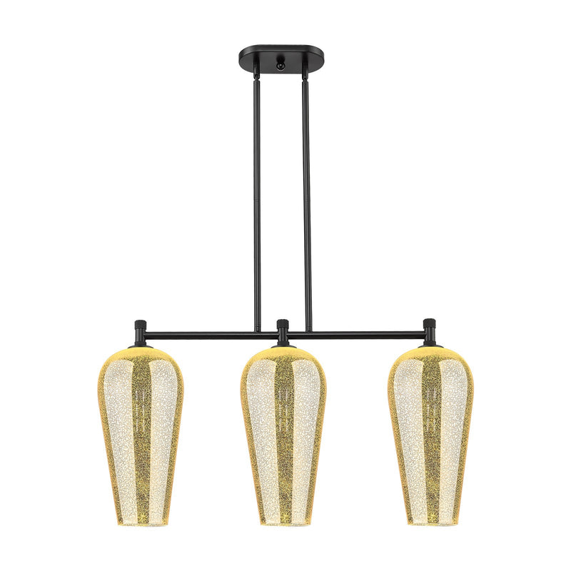 Innovations Chelsea 35in 3-Light Island Light | Industrial Matte Black and Mercury Glass | Kitchen Island & Dining Room | Model 434-3I-BK-G456-8ME