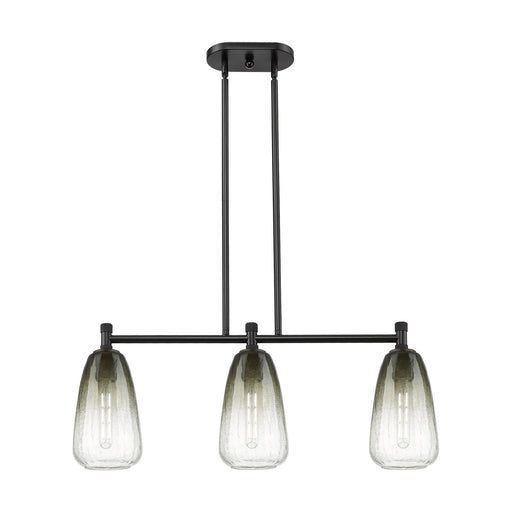 Innovations Brookhaven Almond 33in 3-Light Island Light | Industrial Matte Black and Slate Glass | Kitchen Island & Dining | Model 434-3I-BK-G480-6SL