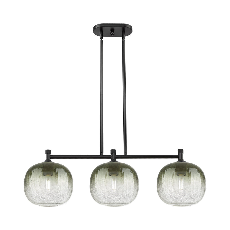 Innovations Brookhaven Sphere 37in 3-Light Island Pendant | Industrial Matte Black and Slate Glass | Kitchen Island | Model 434-3I-BK-G481-10SL