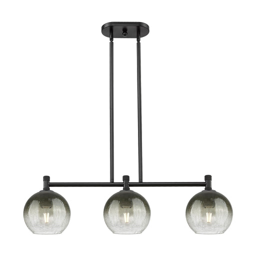 Innovations Brookhaven Globe 35in 3-Light Island Light | Industrial Matte Black and Slate Glass | Kitchen Island & Dining | Model 434-3I-BK-G483-8SL