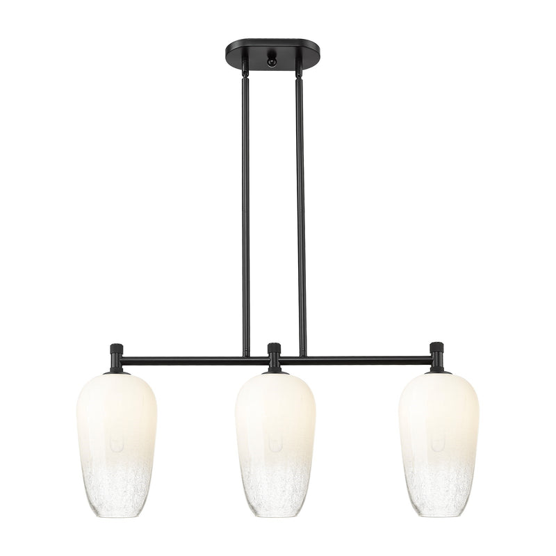 Innovations Brookhaven Flute 34in 3-Light Island Light | Industrial Matte Black and Opal Glass | Kitchen Island & Dining | Model 434-3I-BK-G484-7OP