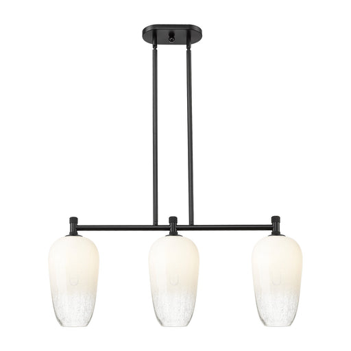 Innovations Brookhaven Flute 34in 3-Light Island Light | Industrial Matte Black and Opal Glass | Kitchen Island & Dining | Model 434-3I-BK-G484-7OP