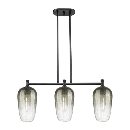 Innovations Brookhaven Flute 34in 3-Light Island Light | Industrial Matte Black and Slate Glass | Kitchen Island & Dining | Model 434-3I-BK-G484-7SL