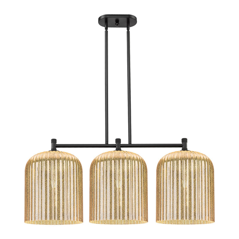 Innovations Crown Point 39in 3-Light Island Light | Industrial Matte Black and Mercury Glass | Kitchen Island & Dining | Model 434-3I-BK-G559-12ME