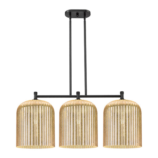 Innovations Crown Point 39in 3-Light Island Light | Industrial Matte Black and Mercury Glass | Kitchen Island & Dining | Model 434-3I-BK-G559-12ME