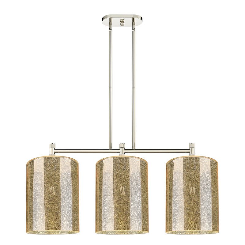 Innovations Cobbleskill 36in 3-Light Island Light | Industrial Polished Nickel and Mercury Glass | Kitchen Island & Dining | Model 434-3I-PN-G116-L