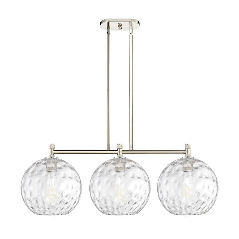 Innovations Athens Water Glass 39in 3-Light Island Light | Industrial Polished Nickel and Clear Glass | Kitchen Island | Model 434-3I-PN-G1215-12
