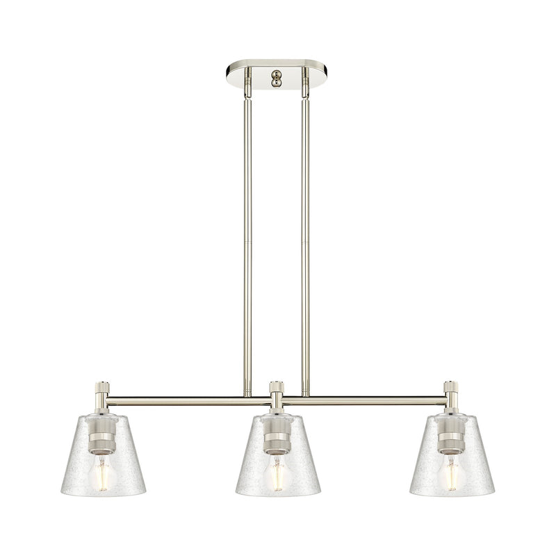 Innovations Caton 33in 3-Light Island Light | Industrial Polished Nickel and Frosted Glass | Kitchen Island & Dining Room | Model 434-3I-PN-G454