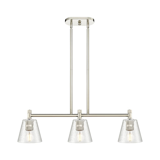 Innovations Caton 33in 3-Light Island Light | Industrial Polished Nickel and Frosted Glass | Kitchen Island & Dining Room | Model 434-3I-PN-G454