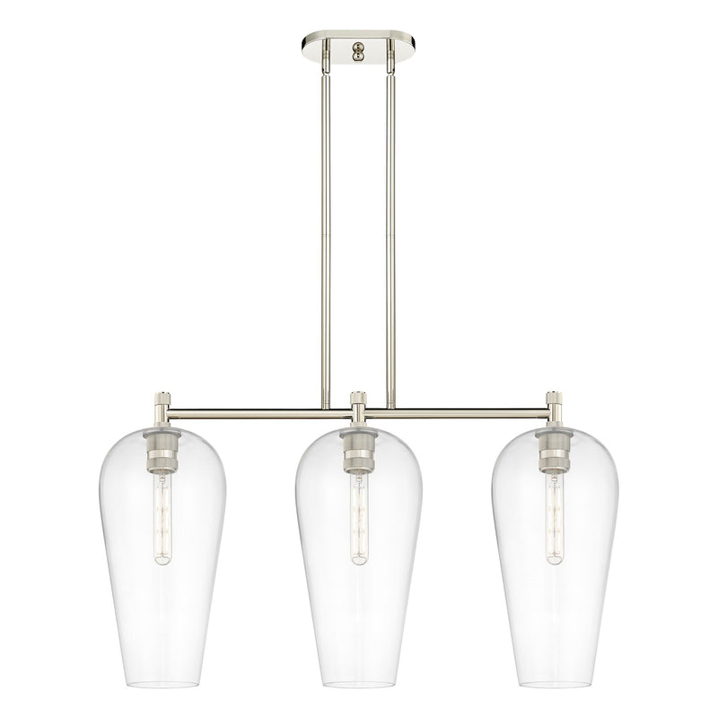 Innovations Chelsea 35in 3-Light Island Light | Industrial Polished Nickel and Clear Glass | Kitchen Island & Dining Room | Model 434-3I-PN-G456-8CL