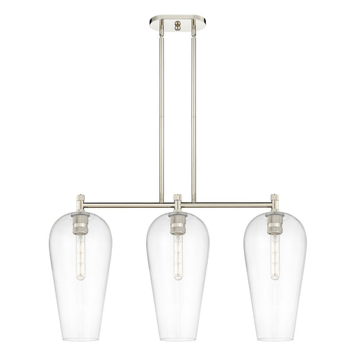 Innovations Chelsea 35in 3-Light Island Light | Industrial Polished Nickel and Clear Glass | Kitchen Island & Dining Room | Model 434-3I-PN-G456-8CL