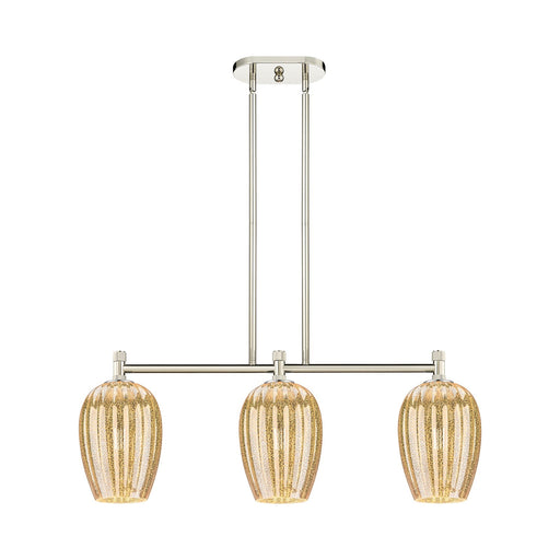 Innovations Preston Flute 33in 3-Light Island Light | Industrial Polished Nickel and Mercury Glass | Kitchen Island | Model 434-3I-PN-G457-6ME