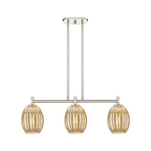 Innovations Preston Bulb 33in 3-Light Island Light | Industrial Polished Nickel and Mercury Glass | Kitchen Island | Model 434-3I-PN-G459-6ME