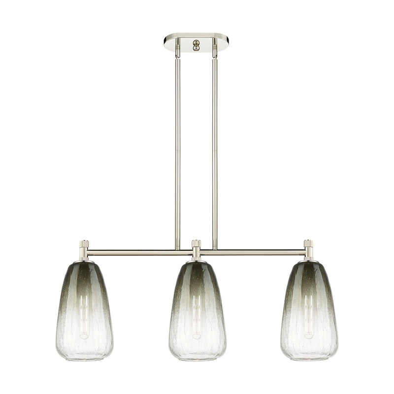 Innovations Brookhaven Almond 33in 3-Light Island Pendant | Industrial Polished Nickel and Slate Glass | Kitchen Island | Model 434-3I-PN-G480-6SL